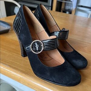 Black leather Women's Heels Mary Jane